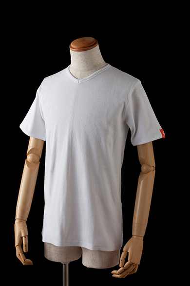 日本製無地Tシャツ　リブフライス伸縮生地半袖