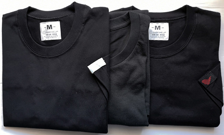 真の黒日本製無地Tシャツ厚手丸首クルーネック6オンス40双糸（リングスパン）