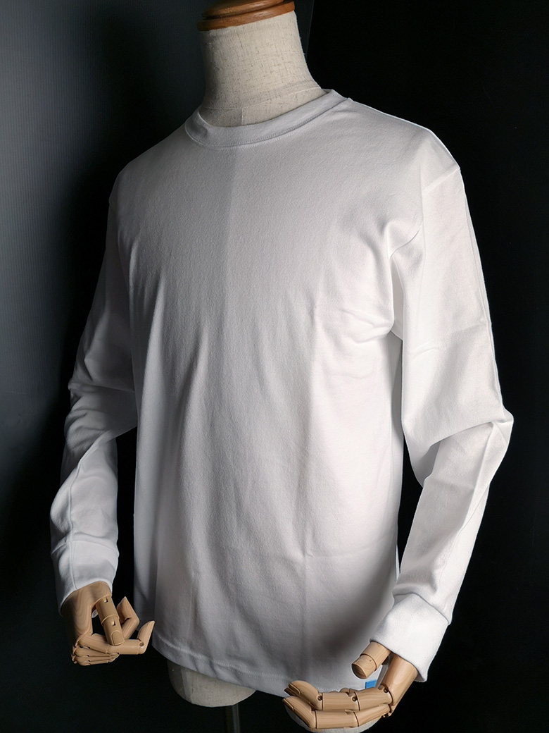 日本製無地Tシャツ30双糸度詰め長袖クルーネック
