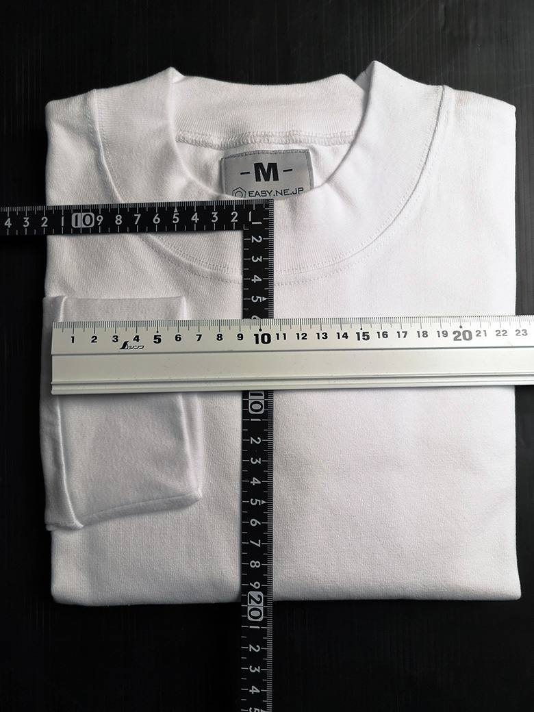 日本製無地Tシャツ30双糸度詰め長袖モックタートル（ハイネック）