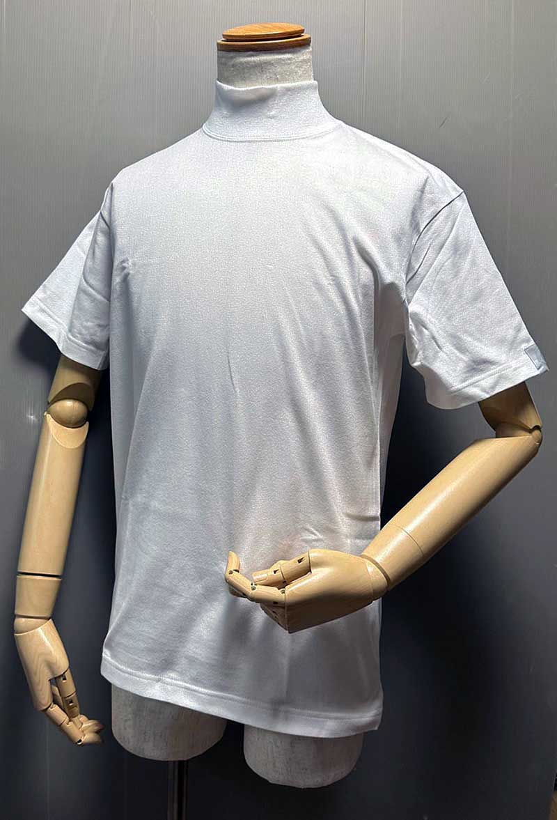 日本製無地Tシャツ厚手半袖モックネック6オンス40双糸（リングスパン）